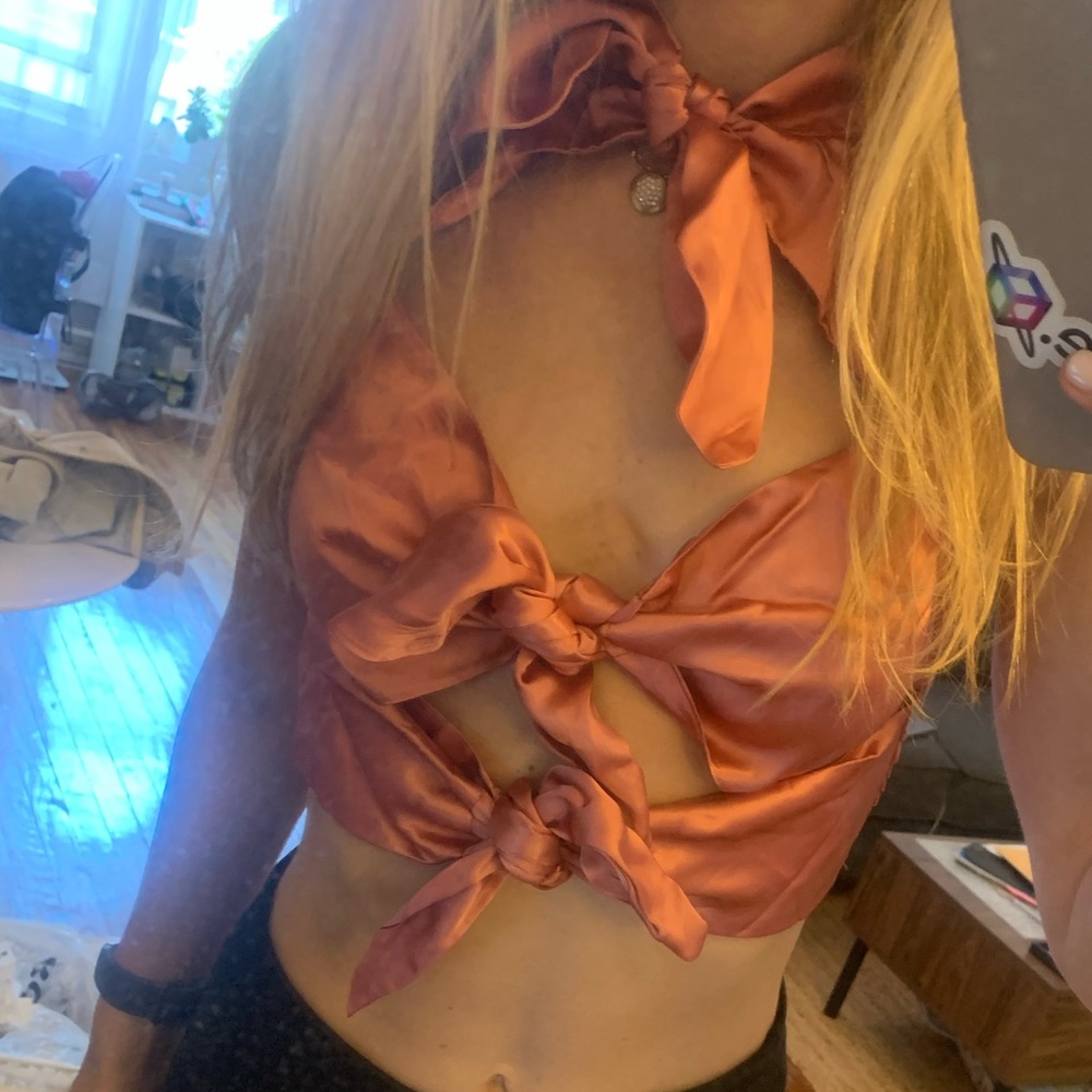 Atoir Pink Satin Crop Top - Picture 5 of 5